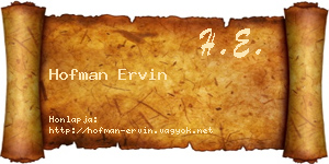 Hofman Ervin névjegykártya